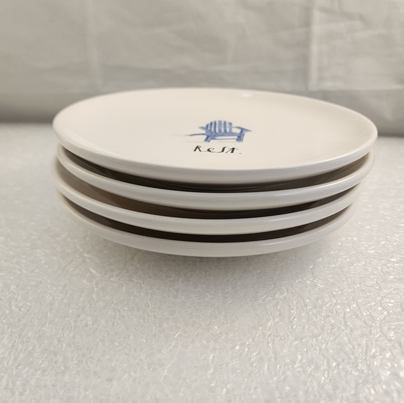 Set of 4 Rae Dunn Artisan Collection Rest Relax Porcelain Dessert Plates - Picture 3 of 9